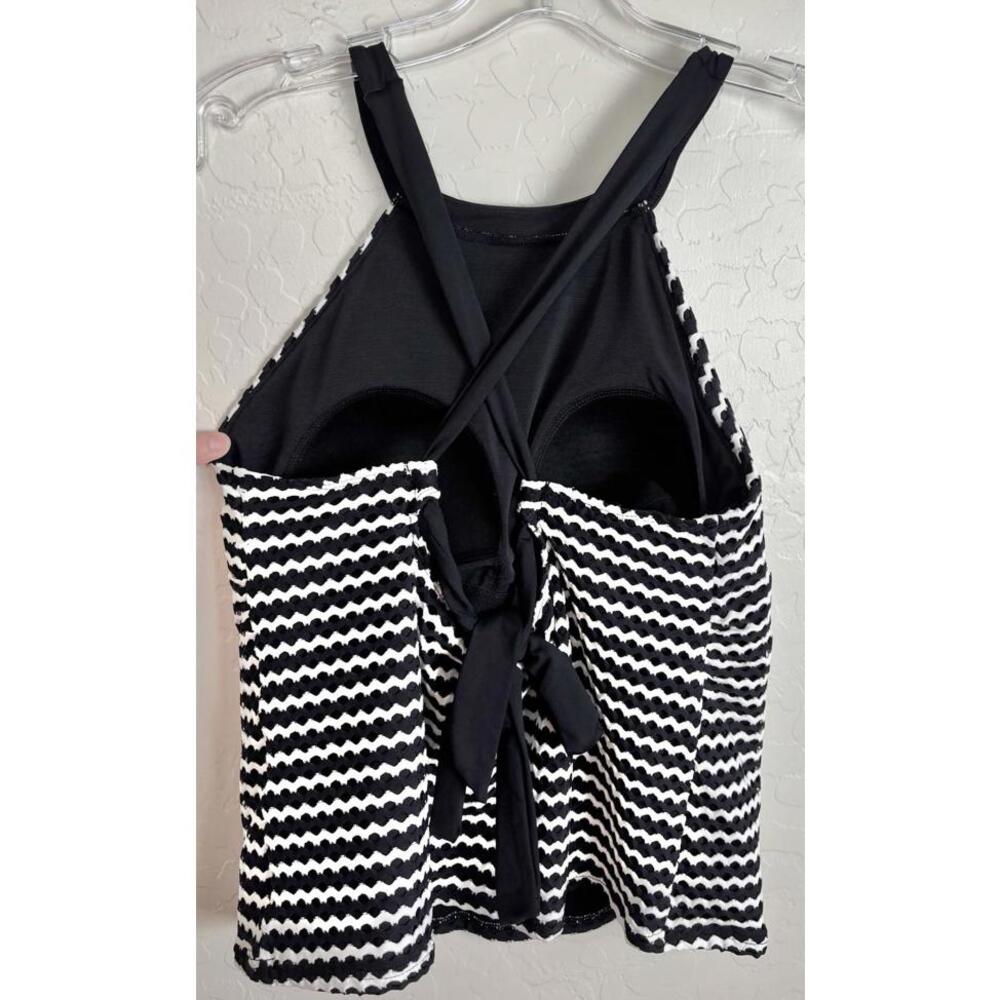 Lands End Tankini Zigzag Stripe 10 Black White X Back 1860‎ - Picture 3 of 5